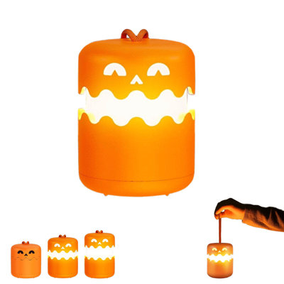 Décoration d'Halloween : Veilleuse DEL pliable en forme de citrouille d'Halloween avec luminosité réglable, rechargeable et portable, idéale pour les fêtes d'enfants, le camping et la décoration intérieure.