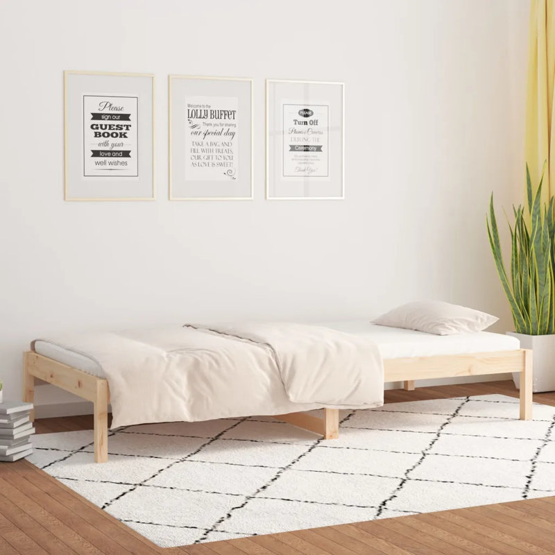Kalise Day Bed Single Solid Wood Pine, Brown, European Single (90 x 200cm)