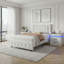 Ensemble de chambre à coucher 3 pièces, avec lit plateforme capitonné en similicuir et table de chevet DEL-1938109936-1938109942