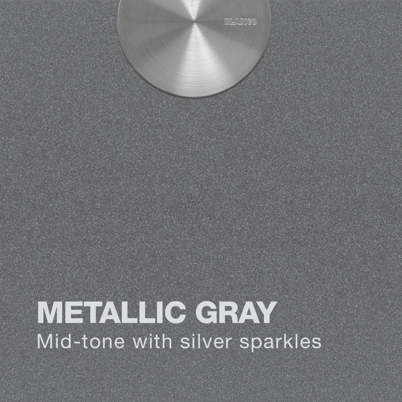 Évier de cuisine en granite à double cuve encastrable L 33 po x l 20 po Performa Silgranit, Gris métallique