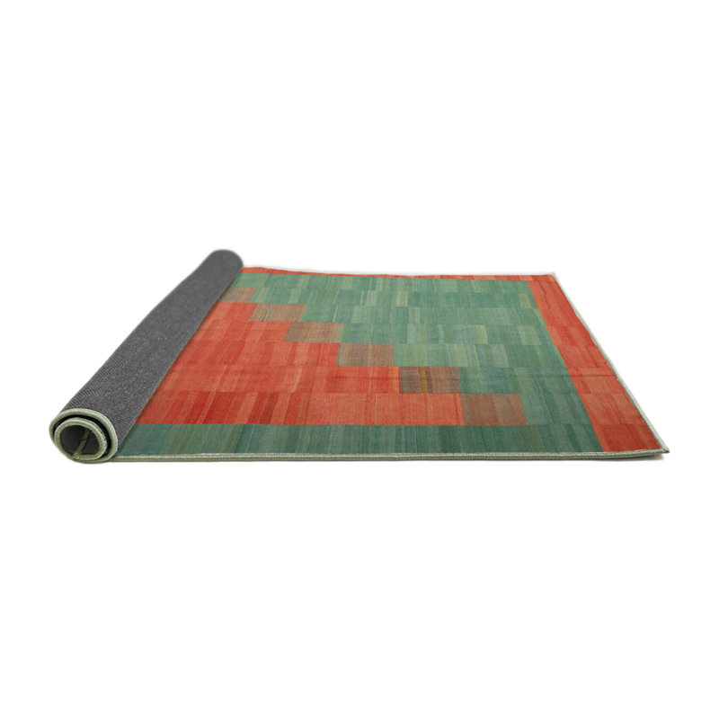 Tapis de zone verte/orange contemporaine, Rond 4 pi