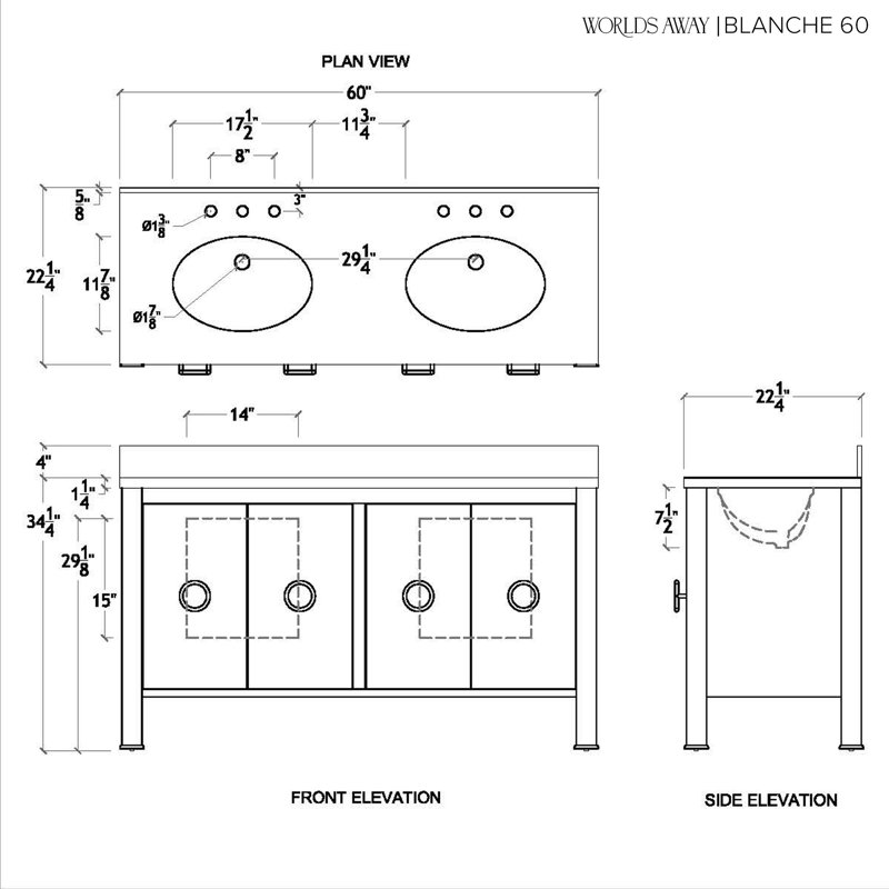 Blanche 60'' W Double Vanity