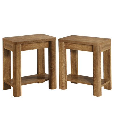 Farmhouse End Table Small Side Table With Storage Shelf For Living Room