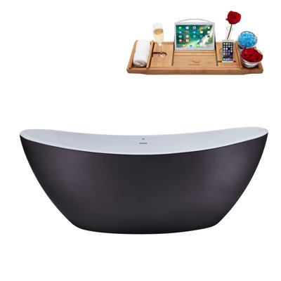 74.8'' x 35.4'' Freestanding Soaking Acrylic Bathtub
