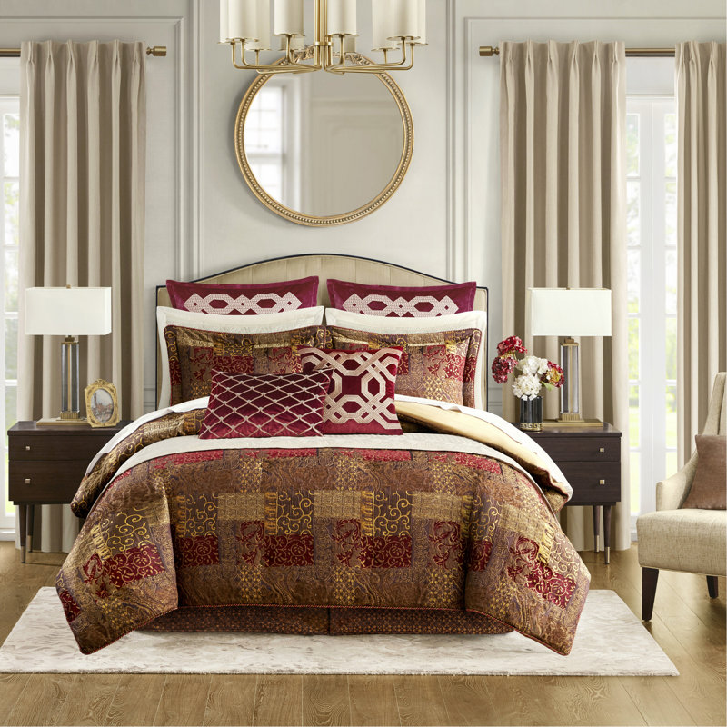 4 Piece Brown Comforter Set Brown, Brown Abstract, Queen Comforter + 3 Additional Pieces