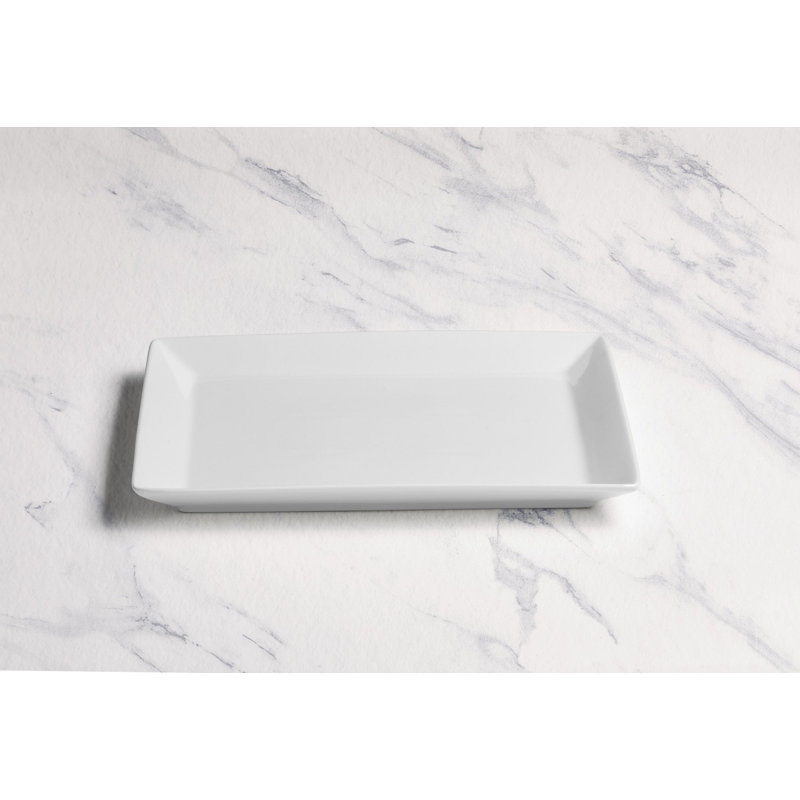Porcelain Panorama Rectangle Plate, Ivory, 9.7x7.7"