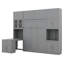 Lit escamotable avec armoires de rangement, bureau, prises USB, tablettes éclairées à DEL, armoire à porte vitrée-154566984