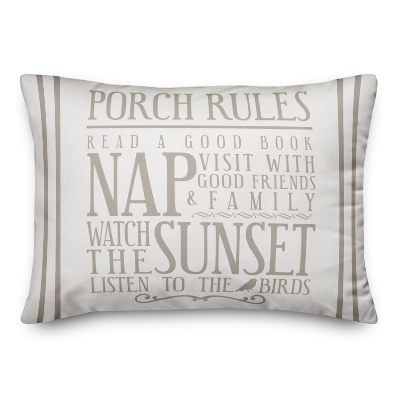  Housse et insert pour oreiller rectangulaire d'extérieur Porch Rules, Blanc