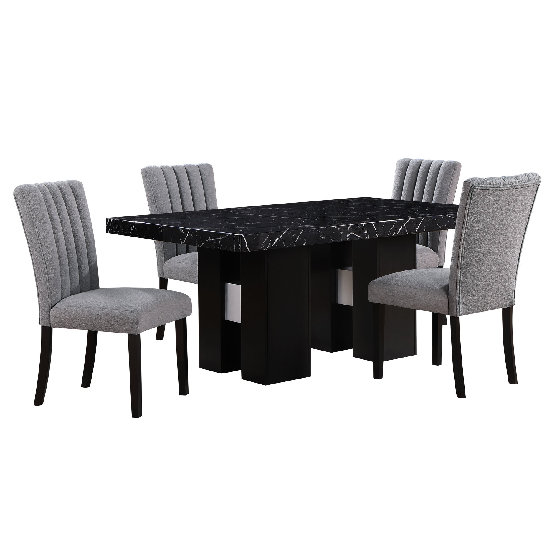 Latitude Run® 5pc Dining Table With Rectangular Faux Marble Table, 4 ...