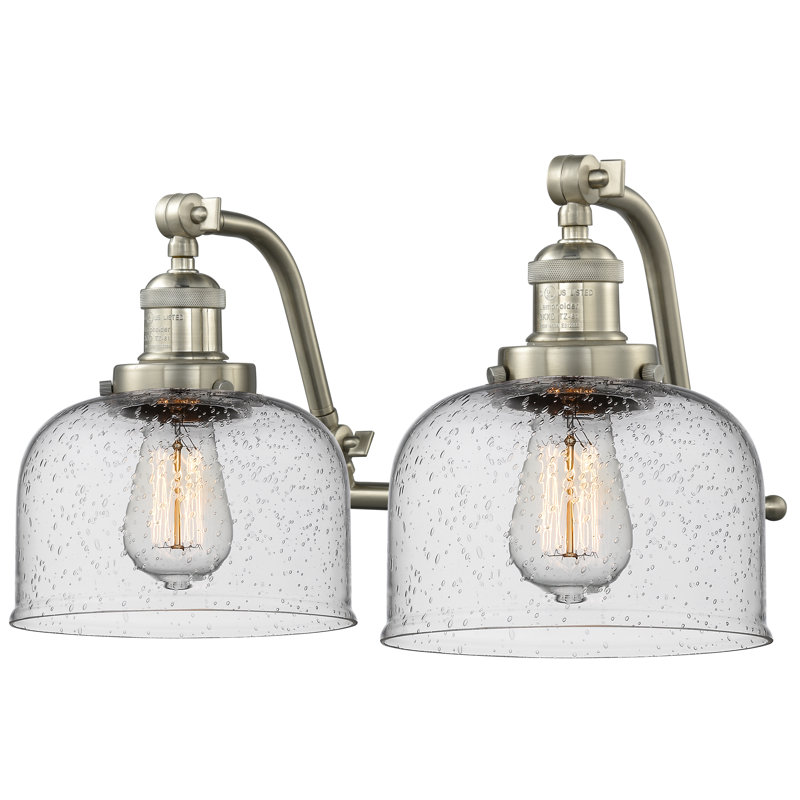 Éclairage pour salle de bain 2 lumières Bonomo Bell, Nickel satiné brossé, Grainé, Ampoule non incluse