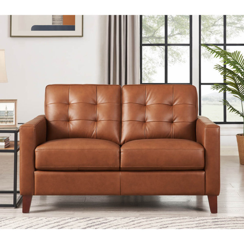 Sharetha Leather Loveseat, Leather Loveseat, Modern Sofa, Accent Sofa