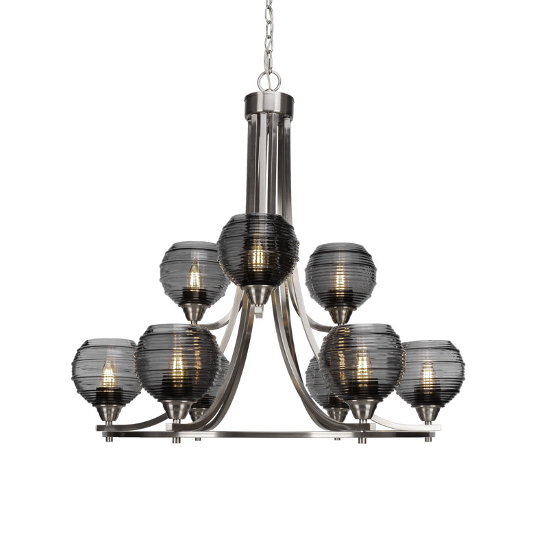 Soldado 9-Light Chandelier, Brushed Nickel, Black