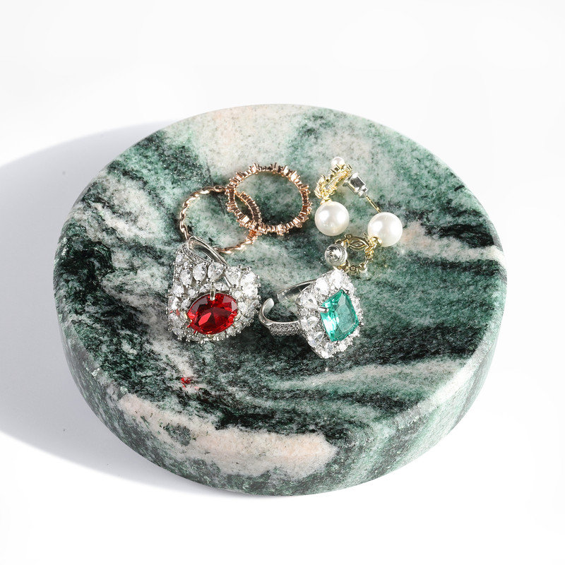 Guein 4in Natural Marble Tray,Calacatta Viola, Verde Lapponia