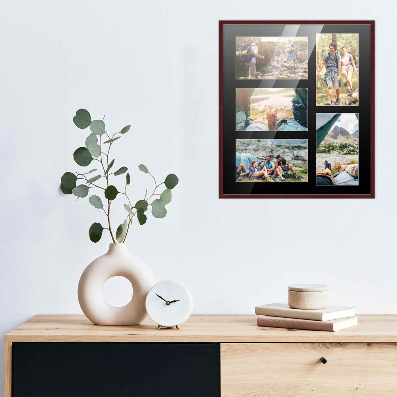 Wood Picture Frame with Mat, 4" x 6", 12" x 14", Dark Brown/Black