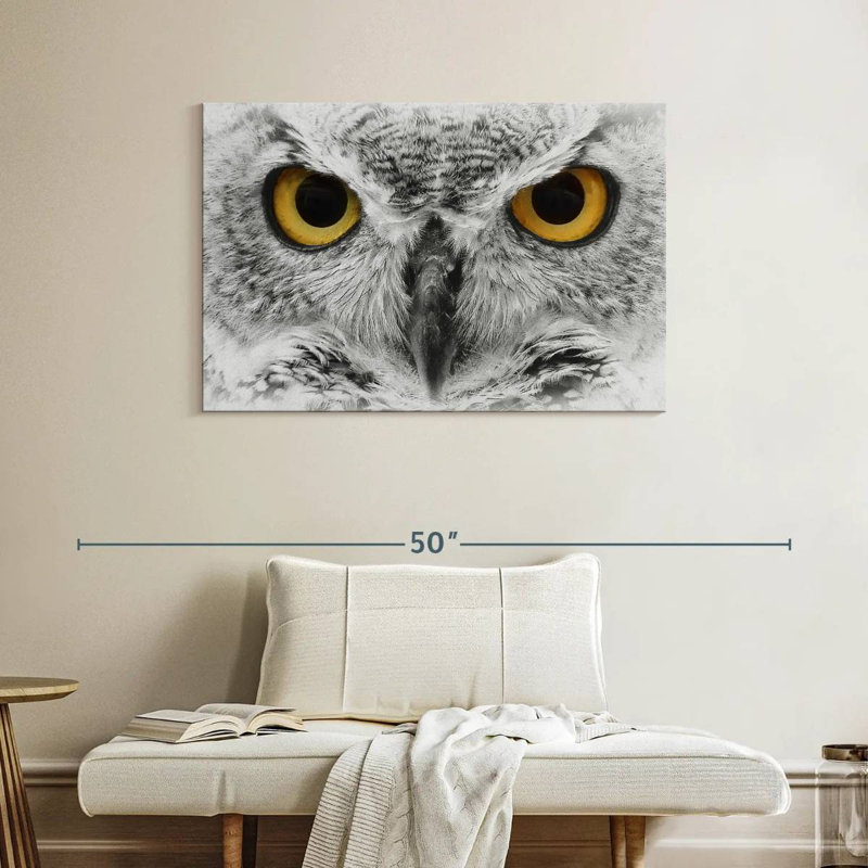 Brampt Staring Eagle Owl, 26" H x 39" W