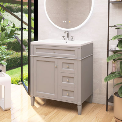 Meuble-lavabo de salle de bain avec 2 tiroirs et un tiroir basculant, conception romaine exquise