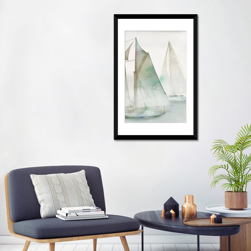 " Glide III " by Edward Selkirk, 24" H x 16" W x 1" D, Black Framed Fine Art Paper, White