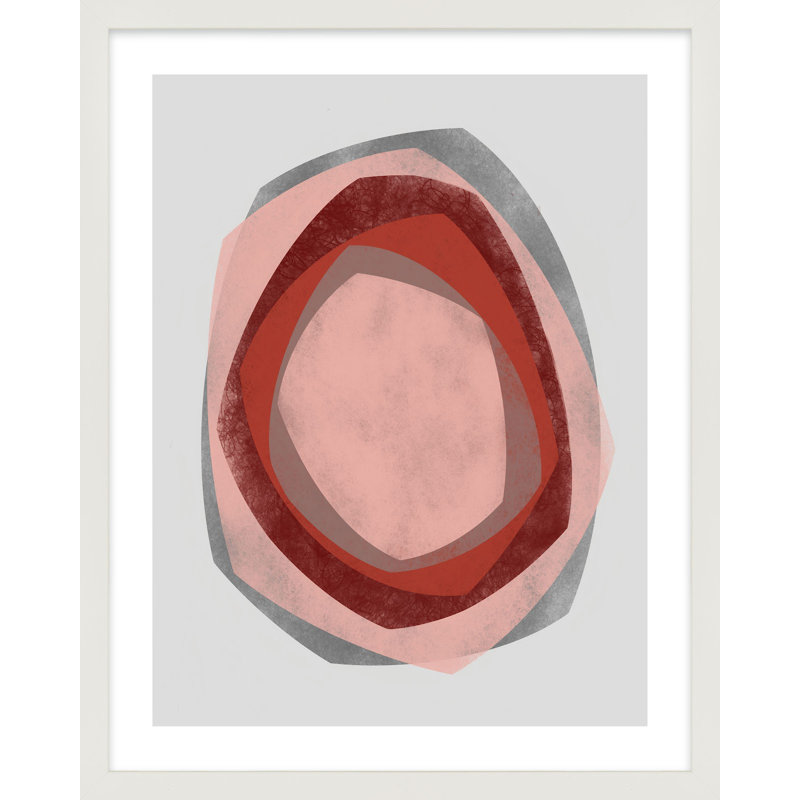 «Geode 4» par Jacques Pilon - peinture encadrée, H 20 po x l 16 po, Cadre blanc