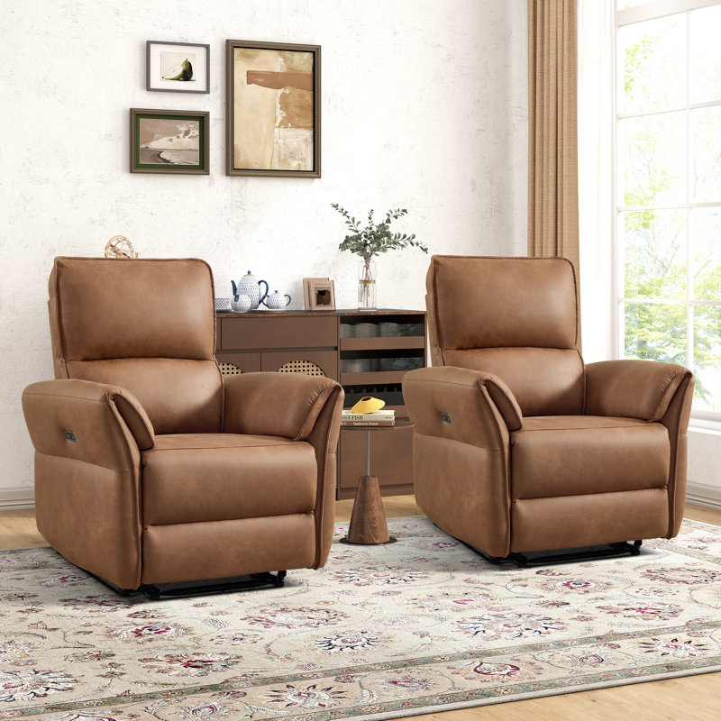 Fauteuil inclinable électrique rembourré de 33,5 po de largeur avec ports USB et Type-C (ensemble de 2)