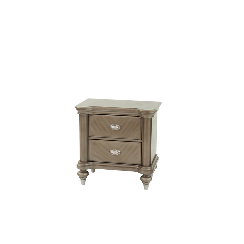 Table de chevet antique avec 2 tiroirs - Table de chevet moderne avec rangement 2 po