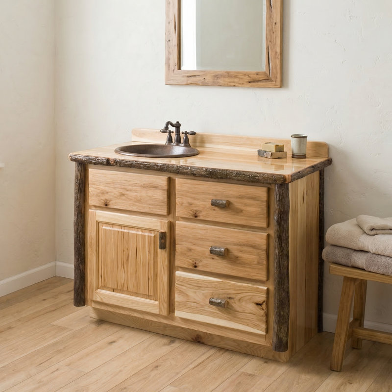 Meuble-lavabo Fireside Lodge Hickory - 42 po - sans dessus - cannelle - centre de l'évier, Cannelle