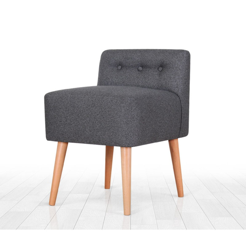Corley 43cm Wide Tufted Square Solid Colour Footstool Ottoman, Grey