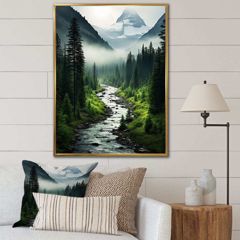 Beedie Canada Misty Morning sur toile, Cadre flottant doré, H 32 po x l 16 po x P 1 po