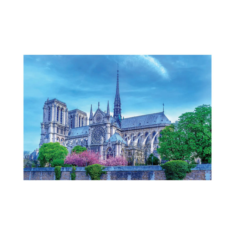 Cherry Blossoms Notre Dame Cathedral by Rose Palmisano - Gallery-Wrapped Canvas Giclée on Canvas, 20.32 cm H x 30.48 cm W