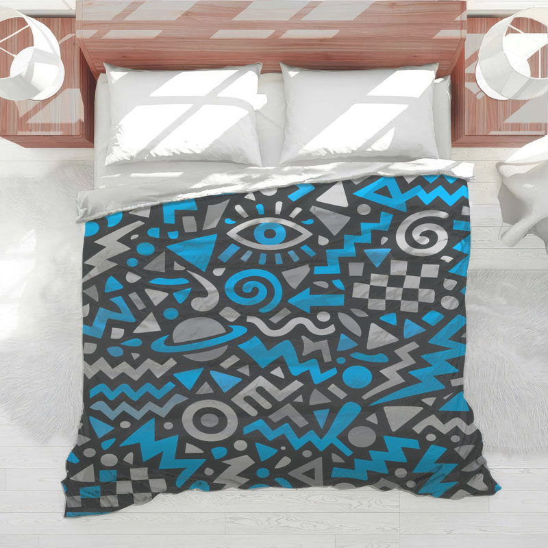 Blue Gray Abstract Shapes Comforter, Twin