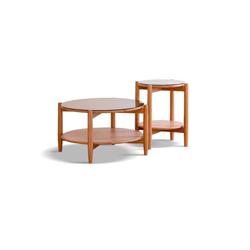 Table basse en bois massif de style rotin
