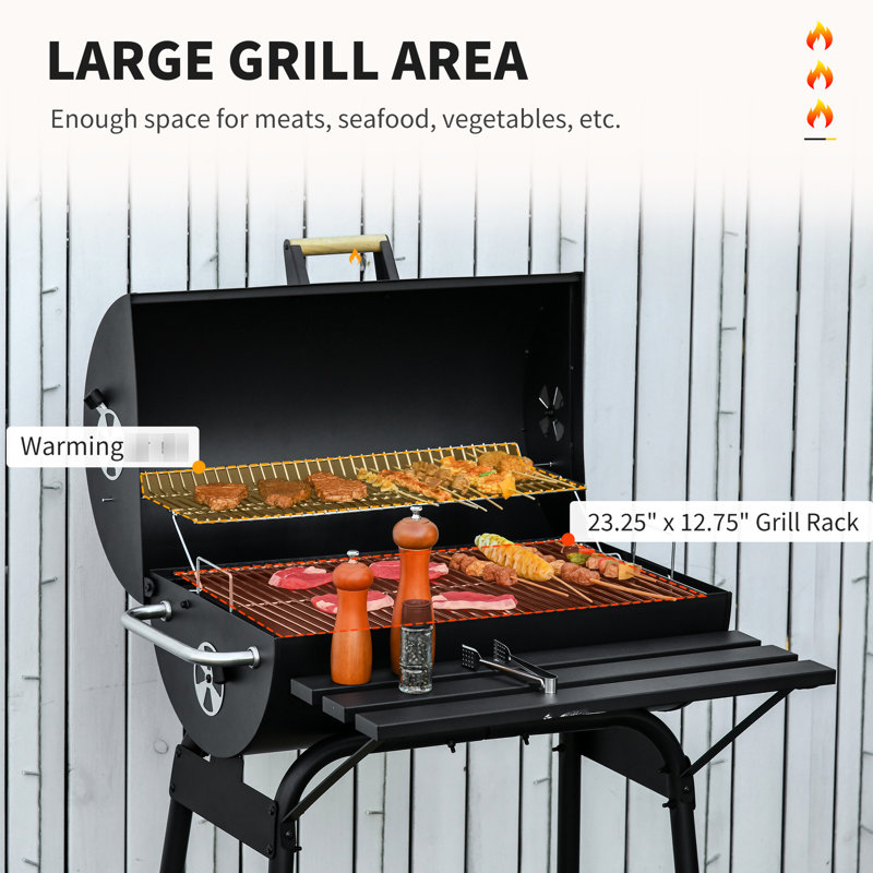 Barbecue portatif en acier au charbon 30 po avec tablette de rangement pour barbecue