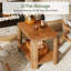 Solid Wood End Table, 2-Tier Couch Side Table with Storage, Rectangle Bedside Nightstand Table for Bedroom, Living Room