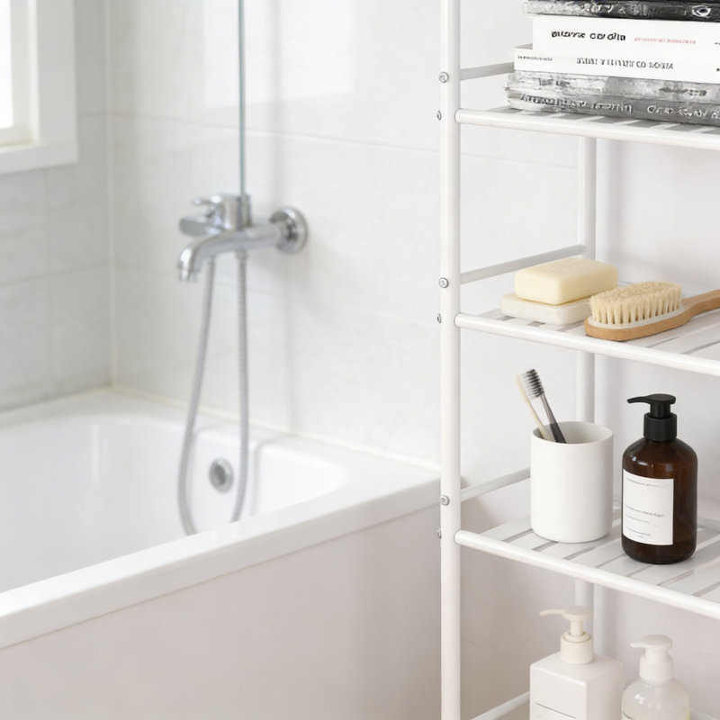 Étagère de rangement étroite à 5 niveaux, support de rangement en coin robuste pour la salle de bain, la cuisine, la salle de lavage et le garde-manger