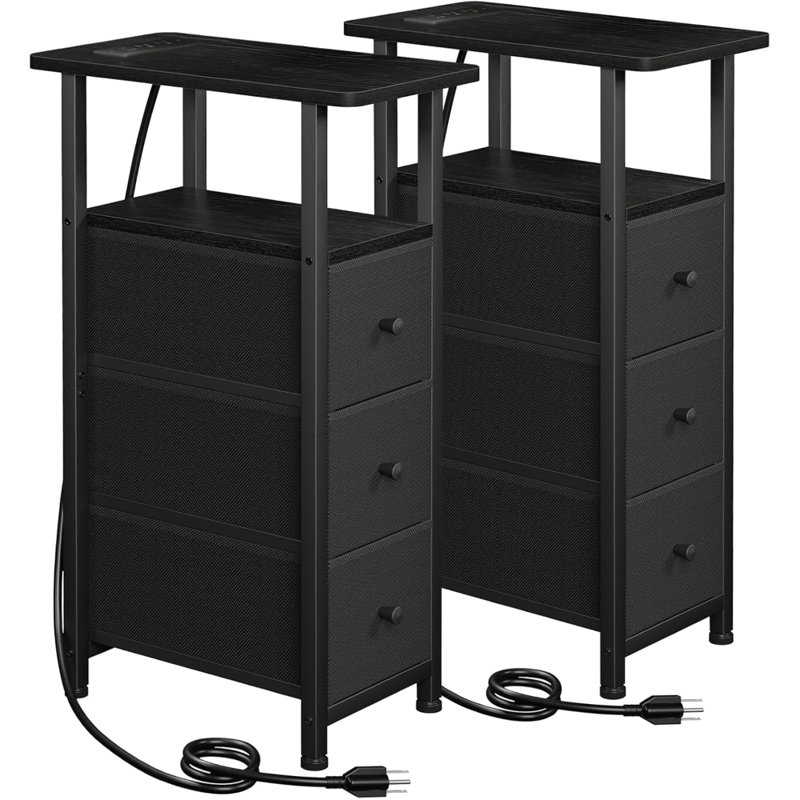 Ensemble de 2 tables de bout étroites avec station de charge