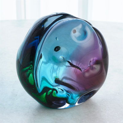 Dimpled Sphere-Ruby/Turquoise