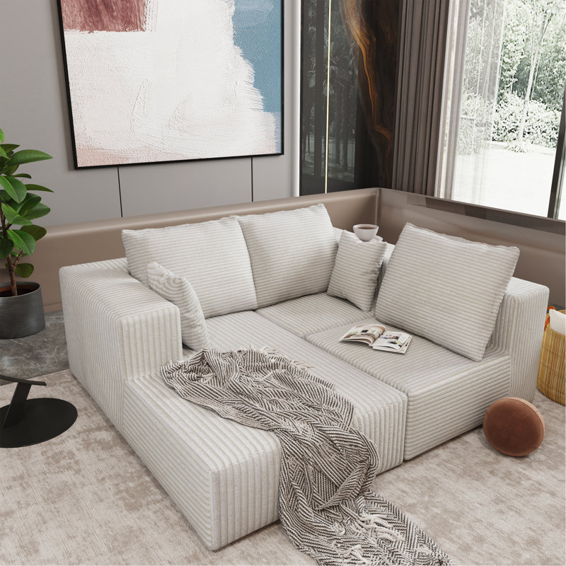 Canapé d'angle, canapé modulaire, canapé modulaire, canapé-lit, fabriqué en éponge haute densité et tissu moelleux doux, avec plusieurs combinaisons disponibles
