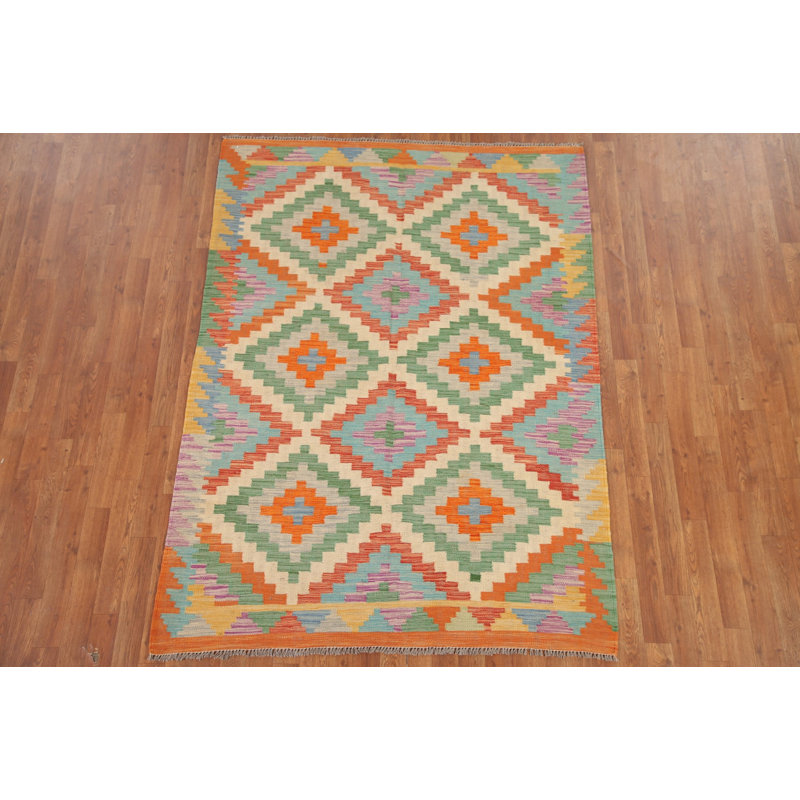 Tapis réversible en laine Kilim 5 x 7