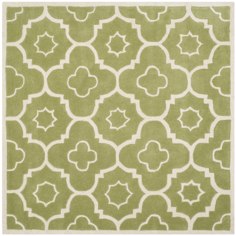 Carolene Hand Tufted Wool Geometric Rug, Square 5'