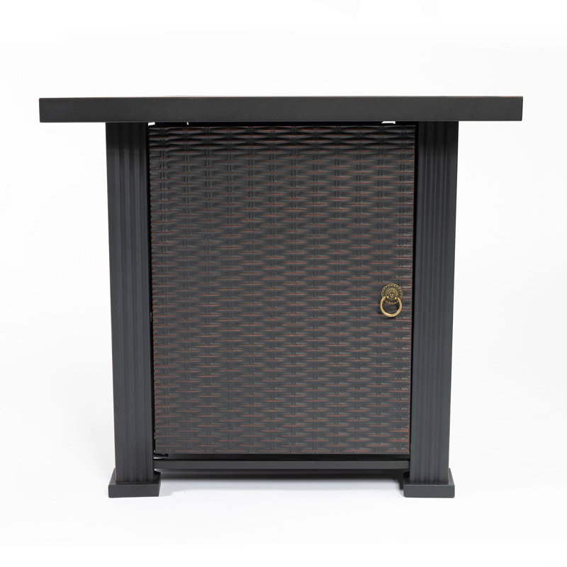 Foyer de table d'extérieur au propane carré H 24 po x l 28 po 50 000 BTU avec siège de réservoir de gaz dissimulé