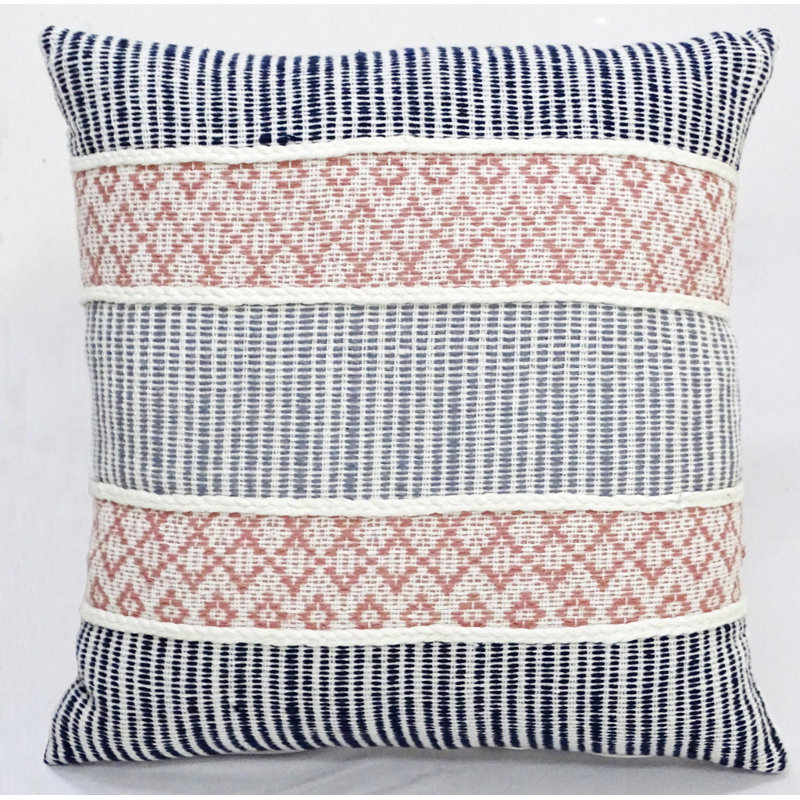 Embroidered Cotton Blend Throw Pillow