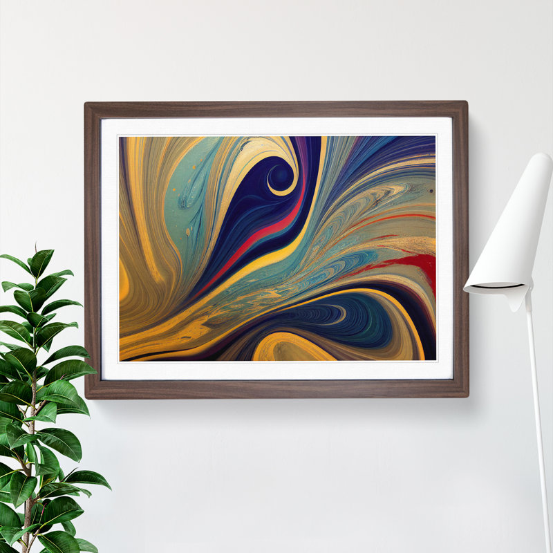 Abstract Marbling Art Vol.4 - Framed Print, 46cm H x 64cm W x 2cm D, Walnut