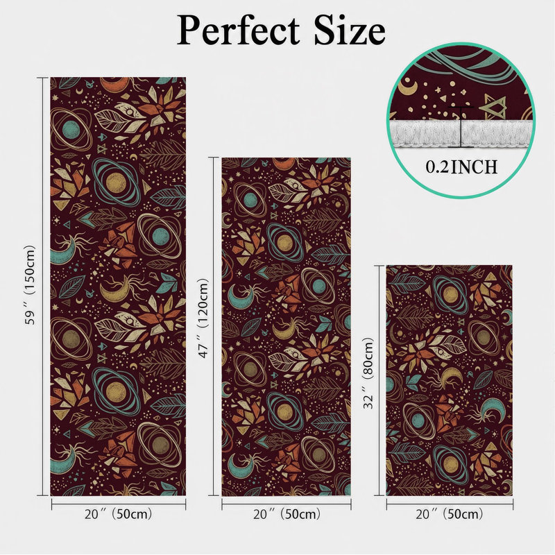 Floral Mandala Non-Slip Washable Kitchen Mats