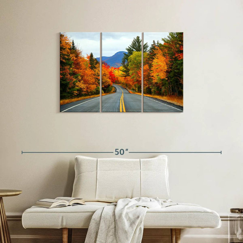 Mehar New Hampshire Autumn Road, 24" H x 38" W