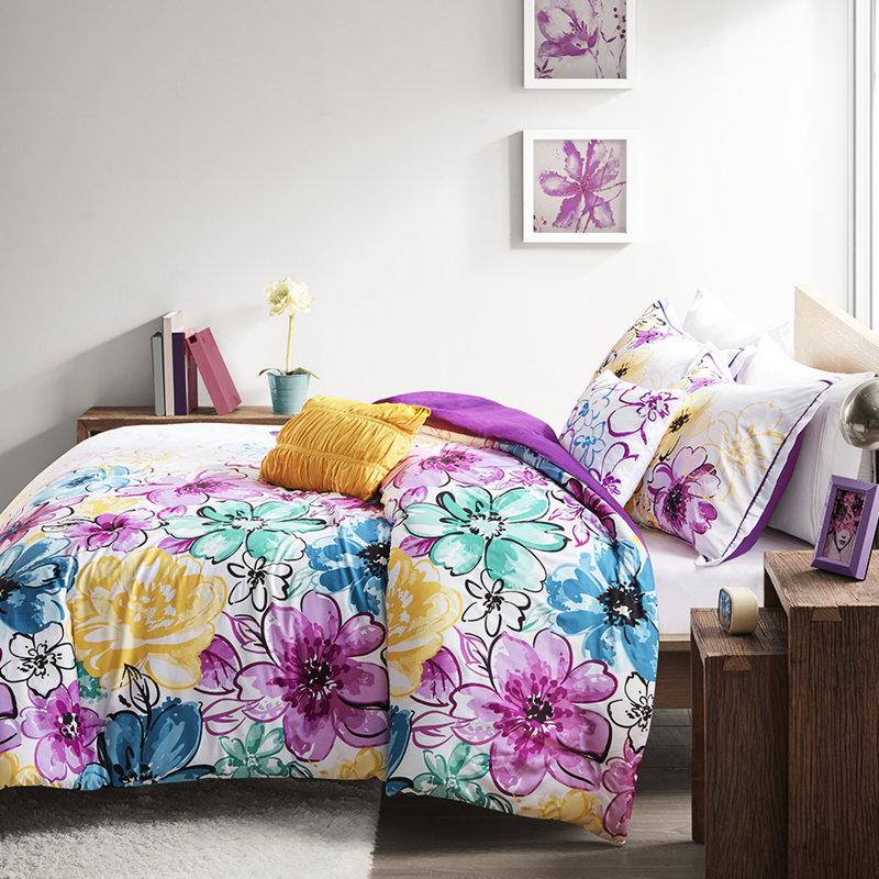 Full/queen Bedding With Blue Floral Print, Comforter , Full/queen, Pillow