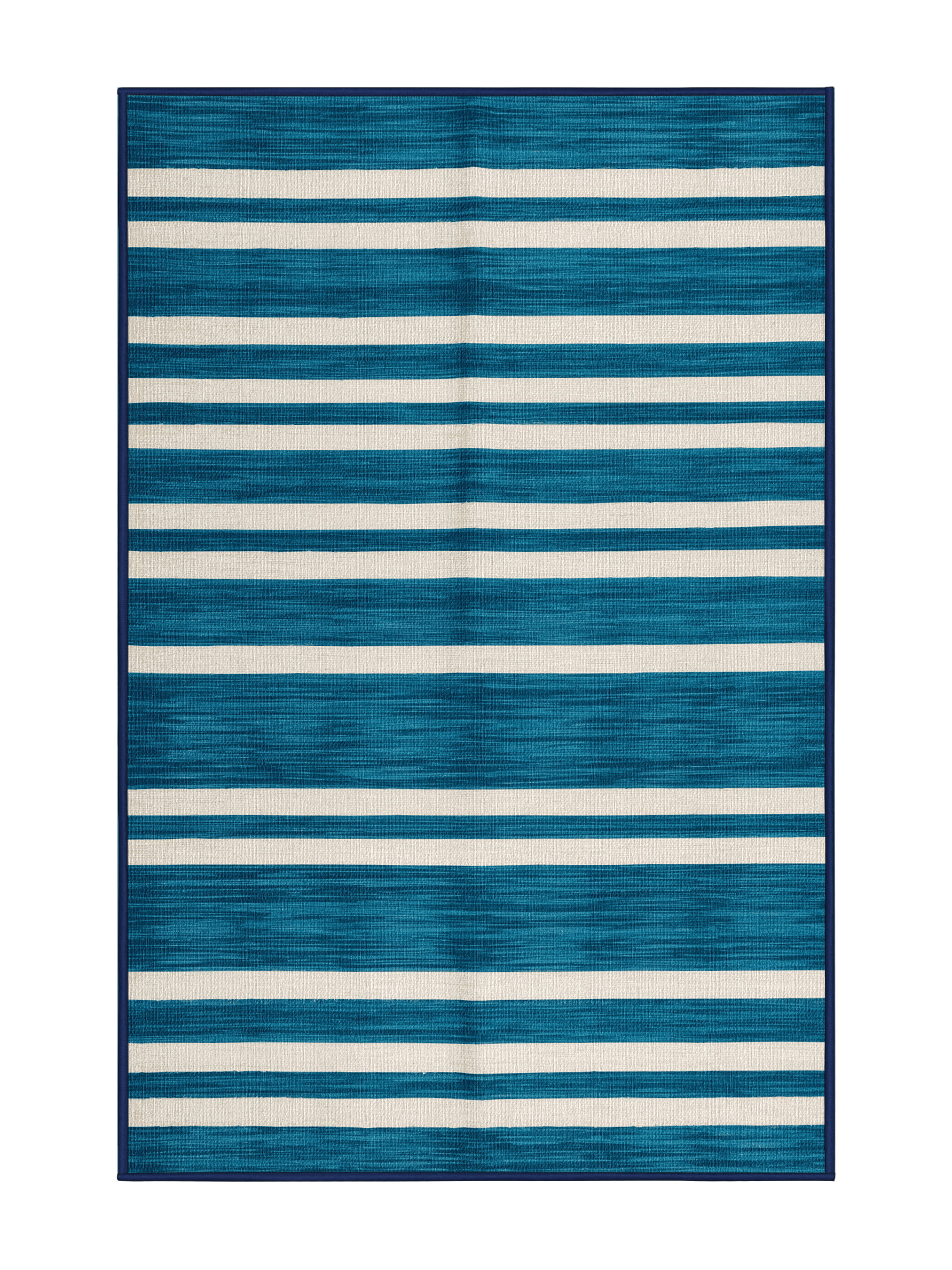 Corrigan Studio® Machine Washable Horizontal Stripes Blue Area Rug ...
