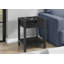 Table de chevet contemporaine de 61 cm (24 po), en stratifié chêne noir, avec tiroir, étagère à 2 niveaux et port USB, structure robuste en métal noir, idéale pour la chambre ou le salon.-1067389018