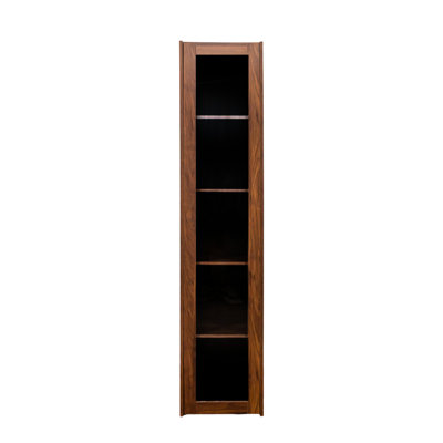 Bibliothèque à 5 tablettes Chesson, portes en verre, lumières à DEL, poupées de rangement, livres, salle de jeux, salle à manger 15,77 po de profondeur, 72,84 po de hauteur, vitrine de couleur noyer avec tablettes et éclairage, convient pour