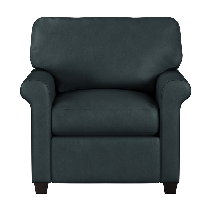 Fauteuil club en cuir fleur 37 po Fard, Cuir véritable bleu