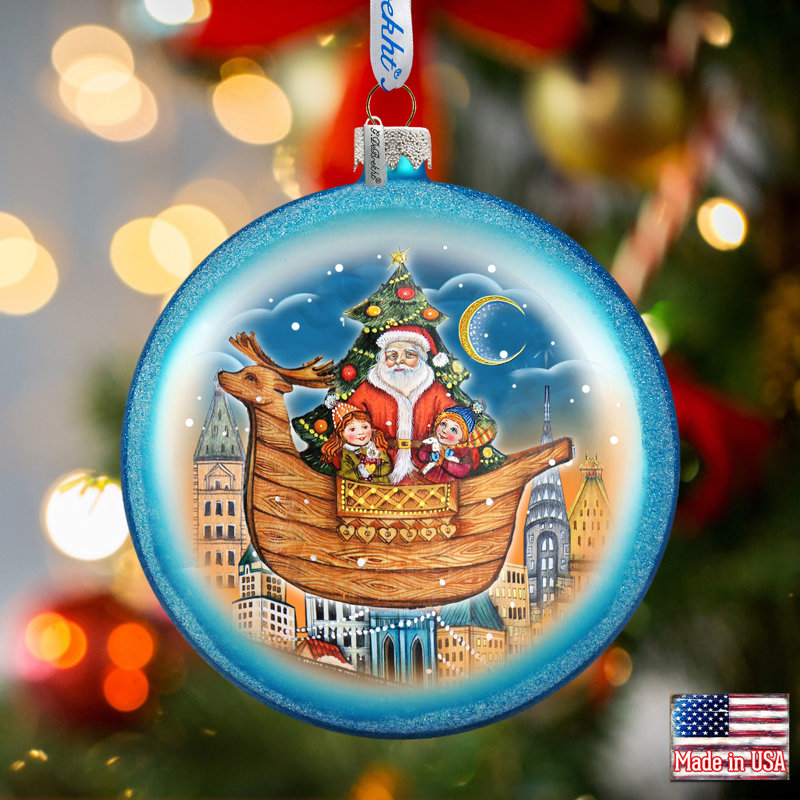Holiday 3.5'' Glass Ball Ornament, Blue