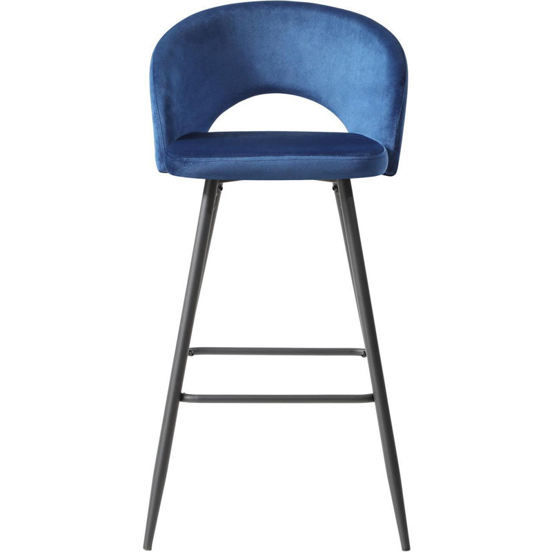 Hollydale Upholstered Counter Stool with Metal Frame, Blue